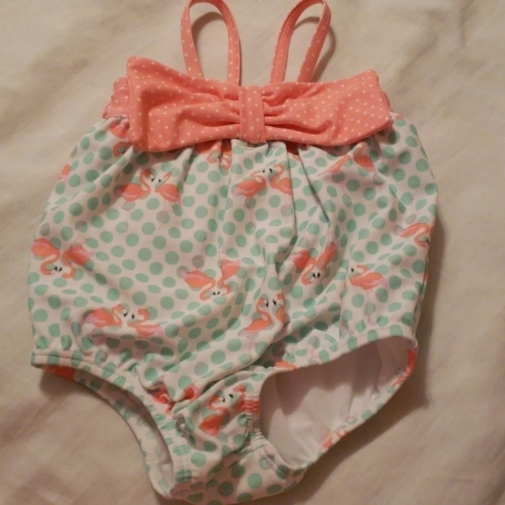 Adorable Flamingo Polka Dot Swimsuit - Picture 8 of 9